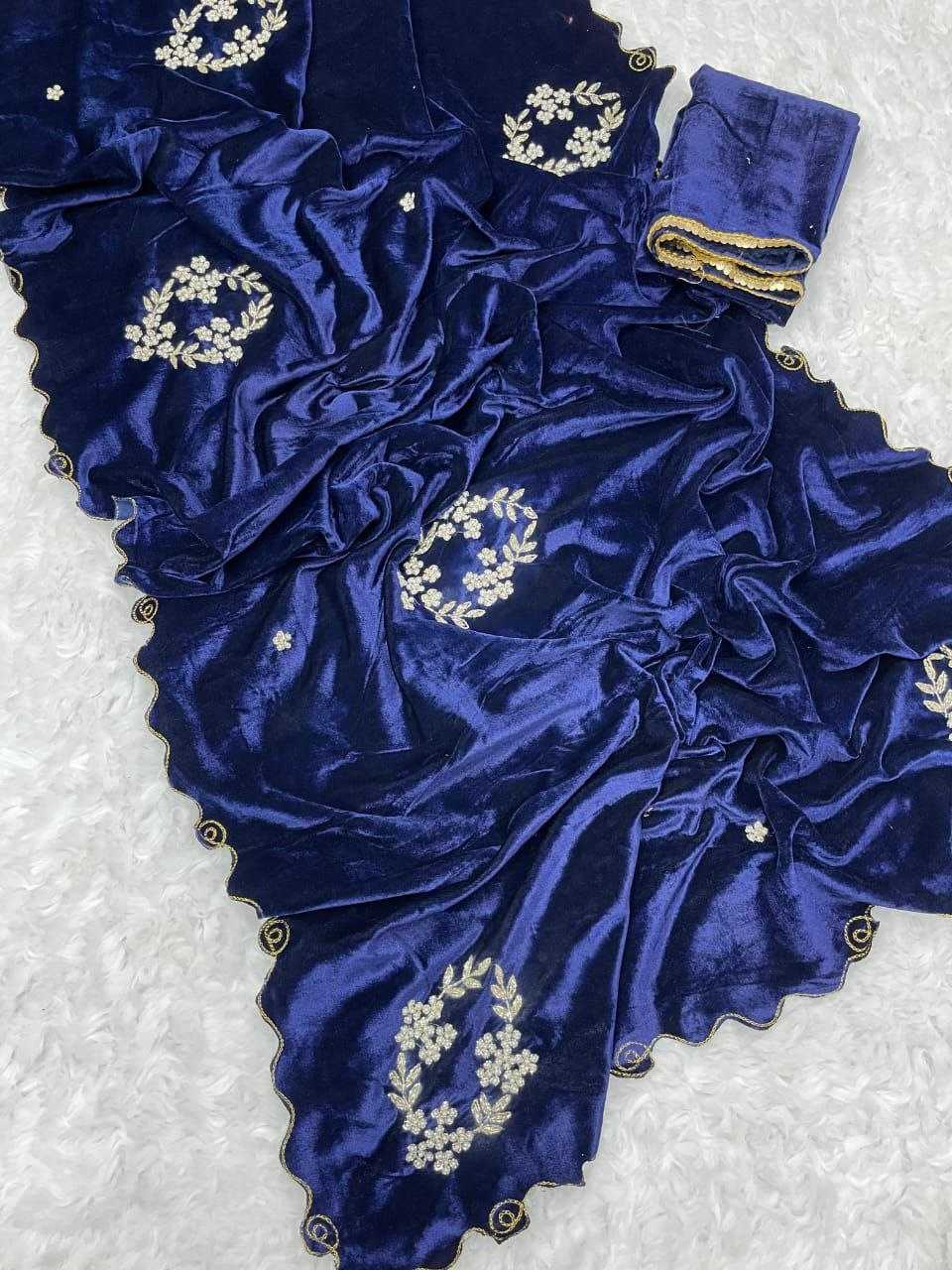 Ynf Velvet RIN143 311 Sarees Wholesale Velvet Sarees Hand Work Sarees Cutwork Saree Manufacturer