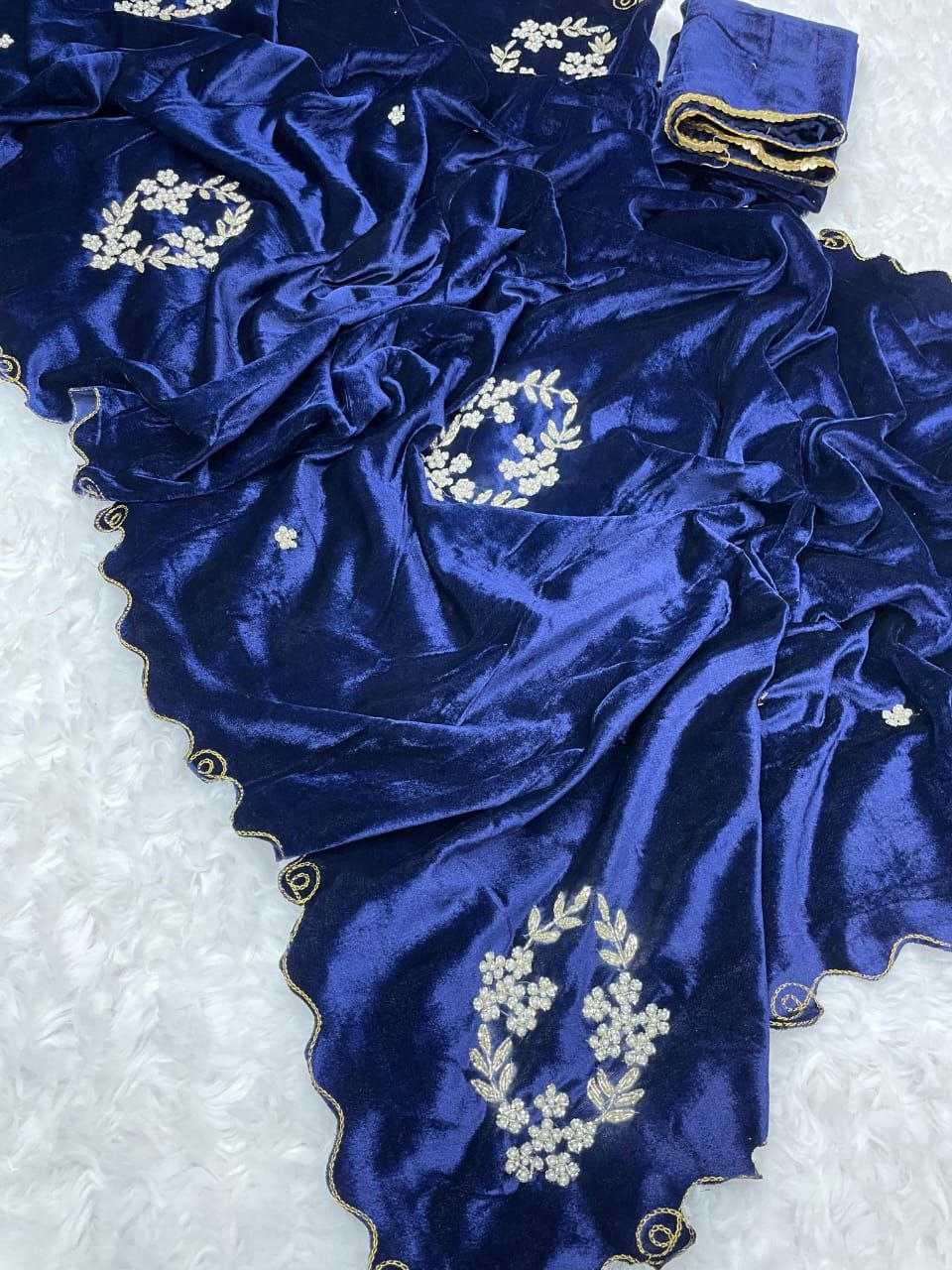 Ynf Velvet RIN143 311 Sarees Wholesale Velvet Sarees Hand Work Sarees Cutwork Saree Manufacturer