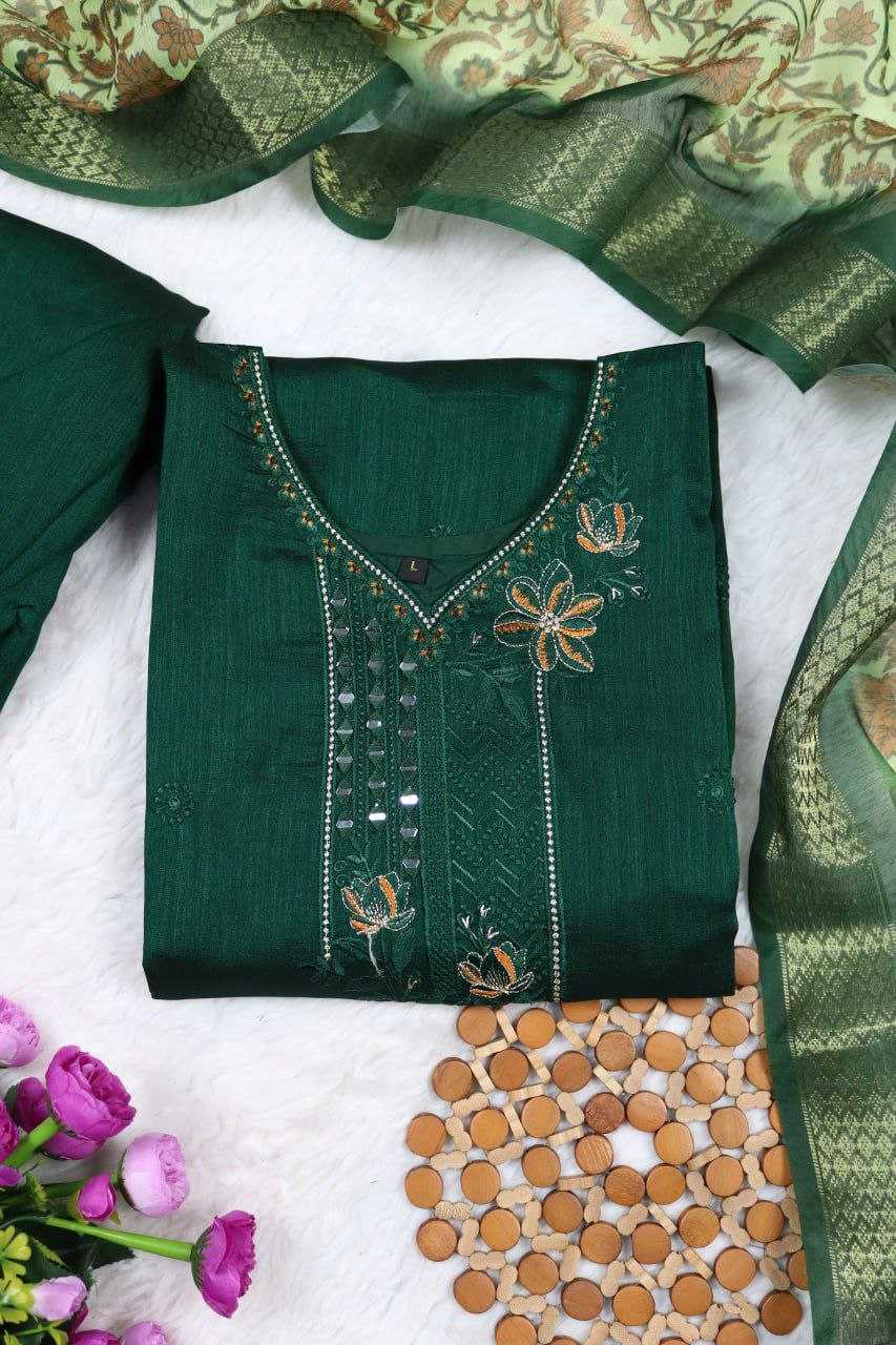 Ynf Vichitra Silk KESH196 3062 Kurti Wholesale Mirror Work Kurti Embroidered Kurtis Silk Kurtis Manufacturer