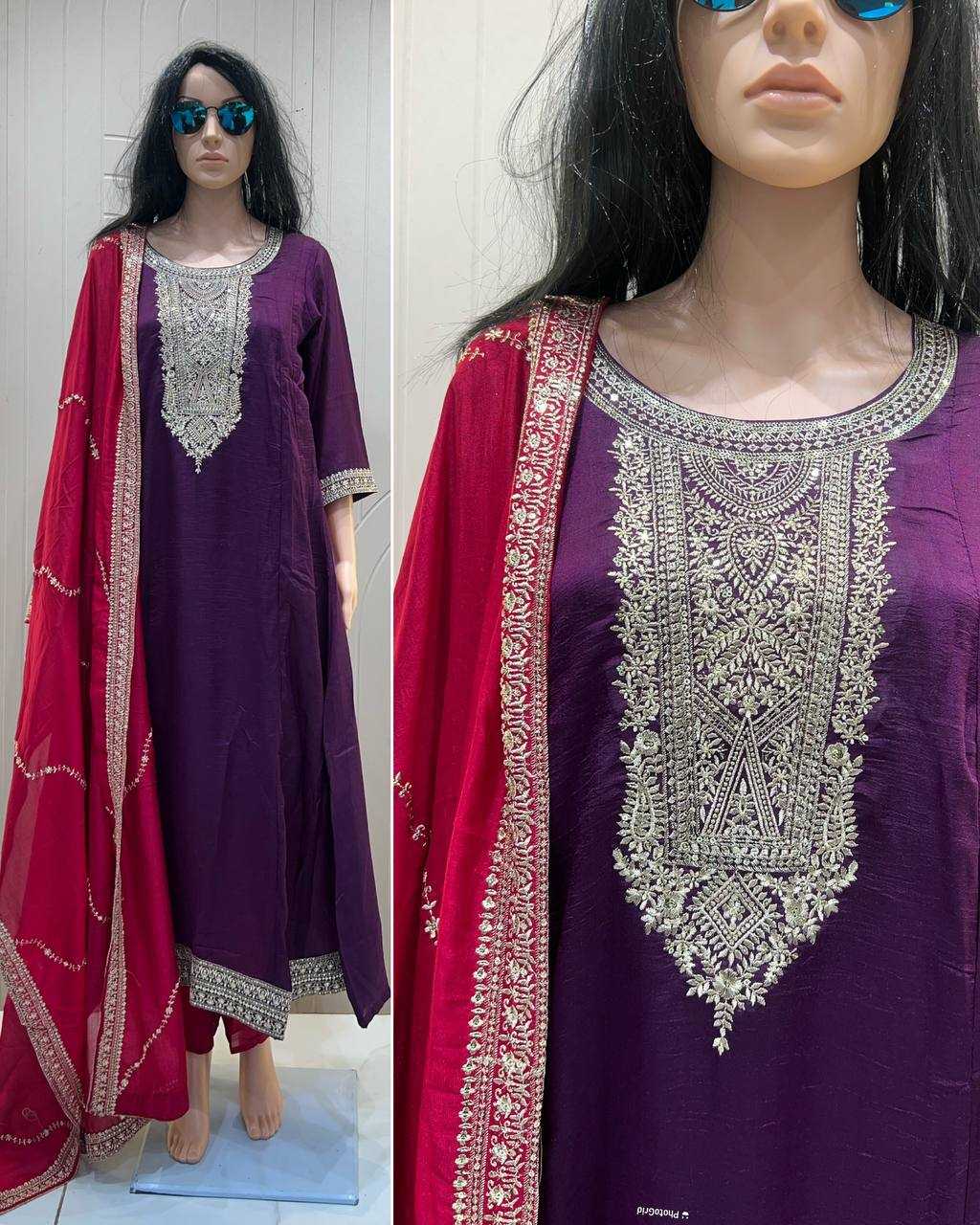 Ynf Vichitra Silk RIN125 KALINI Suits & Dresses Wedding Collections Festive Collections Wholesale Ladies Suits Embroidery Suits Wedding Outfits Manufacturer