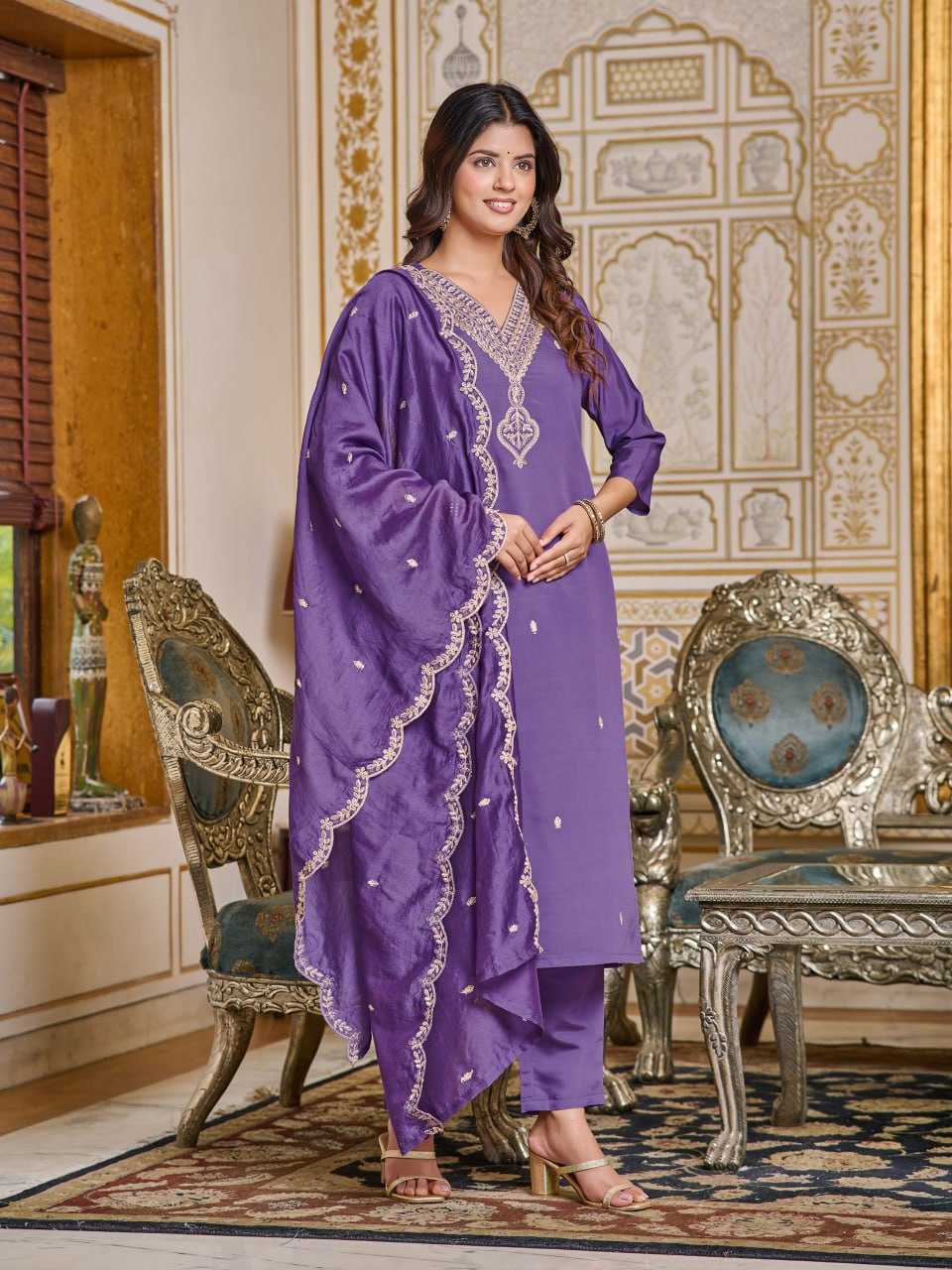 Ynf Viscose Chanderi KESH396 106 Suits & Dresses Islamic Clothing Festive Collections Wholesale Embroidery Suits Chanderi Suit Eid Collections Manufacturer