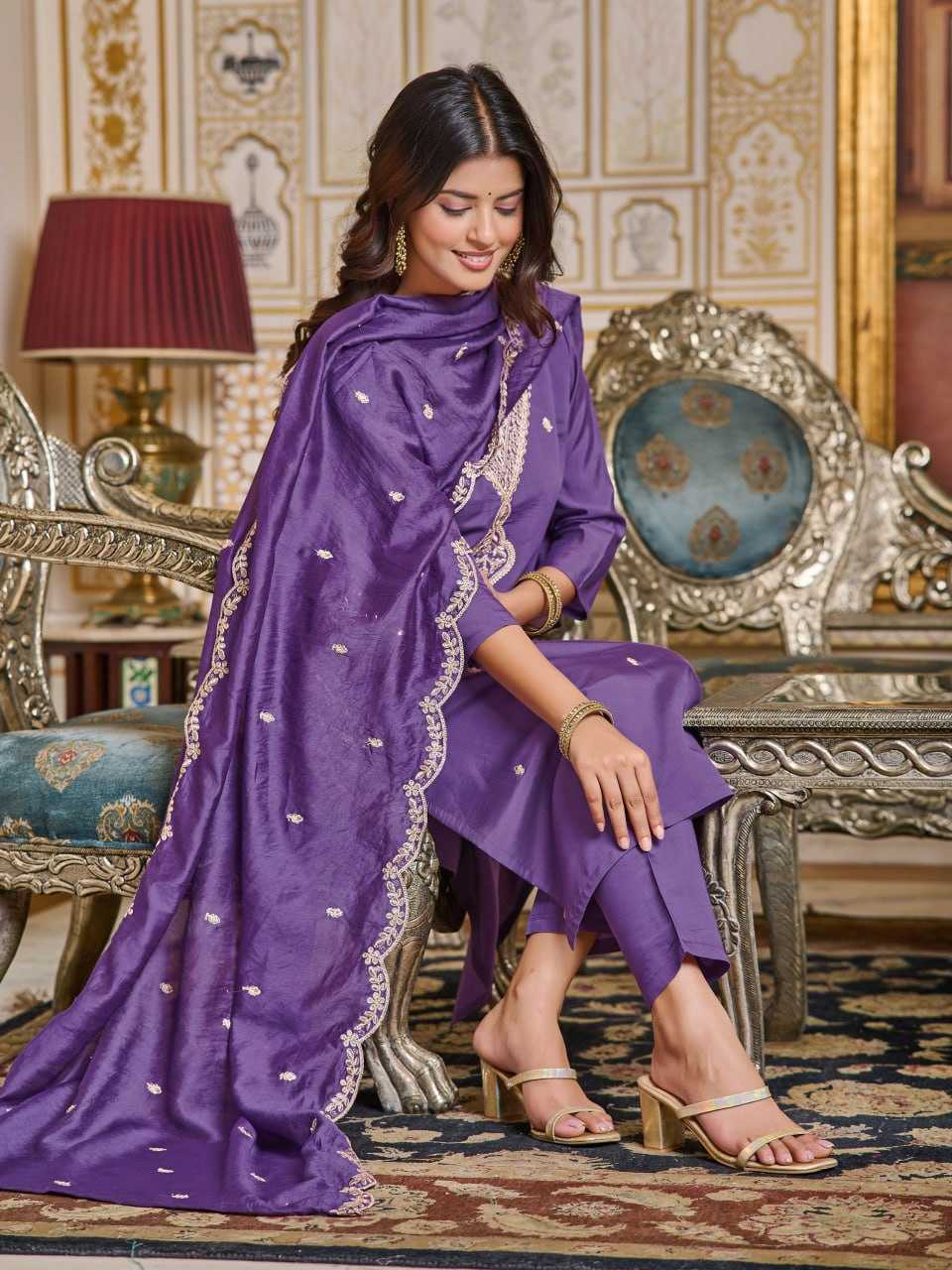 Ynf Viscose Chanderi KESH396 106 Suits & Dresses Islamic Clothing Festive Collections Wholesale Embroidery Suits Chanderi Suit Eid Collections Manufacturer