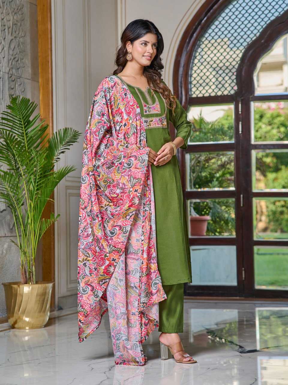 Ynf Viscose Chanderi KESH396 107 Suits & Dresses Islamic Clothing Festive Collections Wholesale Embroidery Suits Chanderi Suit Eid Collections Manufacturer