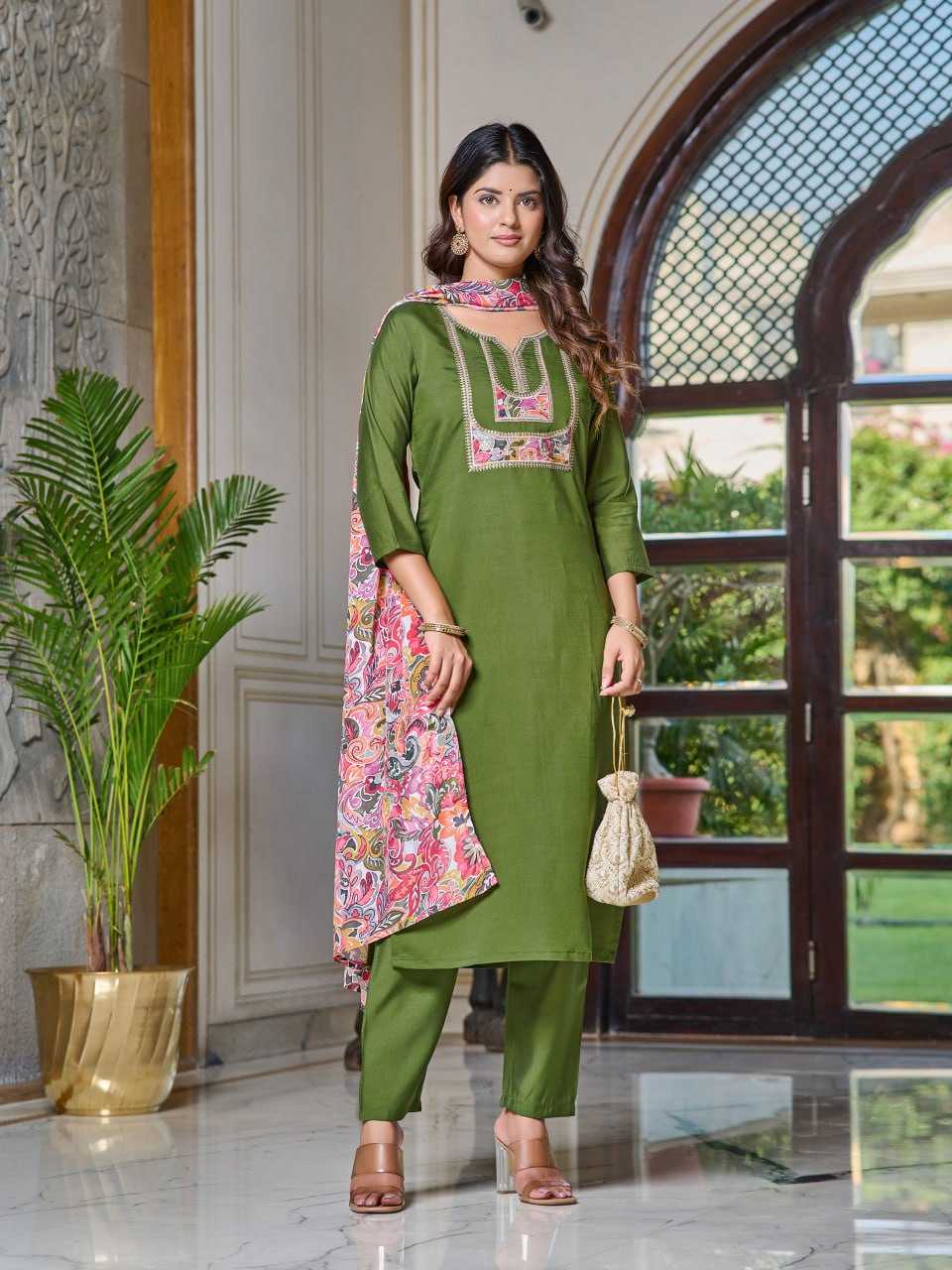 Ynf Viscose Chanderi KESH396 107 Suits & Dresses Islamic Clothing Festive Collections Wholesale Embroidery Suits Chanderi Suit Eid Collections Manufacturer