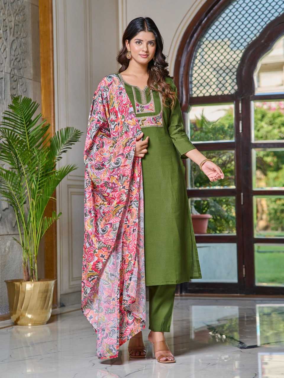 Ynf Viscose Chanderi KESH396 107 Suits & Dresses Islamic Clothing Festive Collections Wholesale Embroidery Suits Chanderi Suit Eid Collections Manufacturer