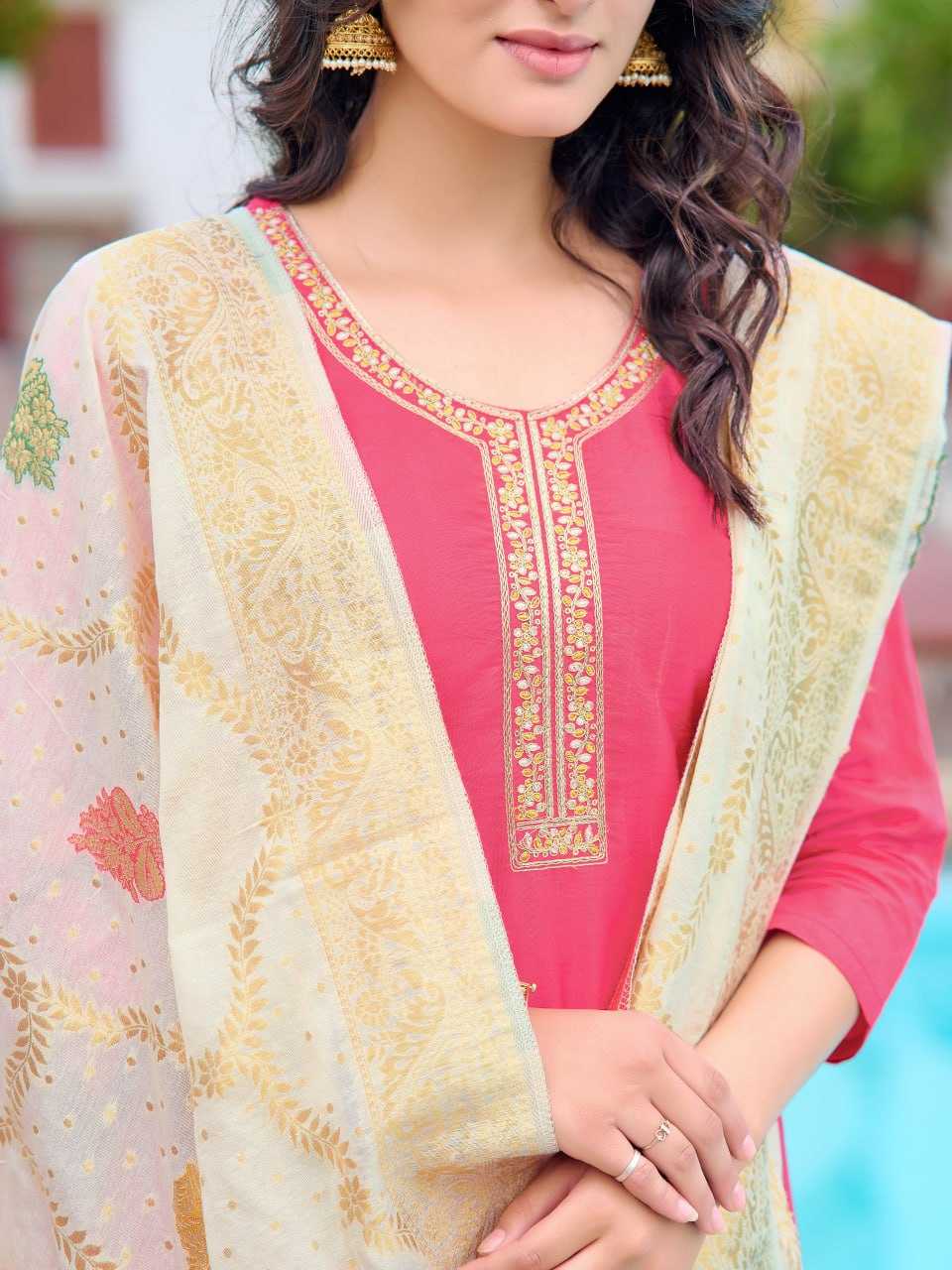 Ynf Viscose Chanderi KESH396 110 Suits & Dresses Islamic Clothing Festive Collections Wholesale Embroidery Suits Chanderi Suit Eid Collections Manufacturer