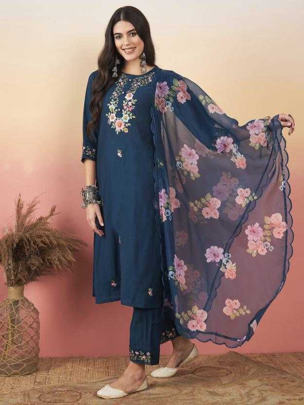 Ynf Viscose Chanderi RIN174 ANCHAL Suits & Dresses Wedding Collections Festive Collections Wholesale Embroidery Suits Chanderi Suit Wedding Outfits Manufacturer