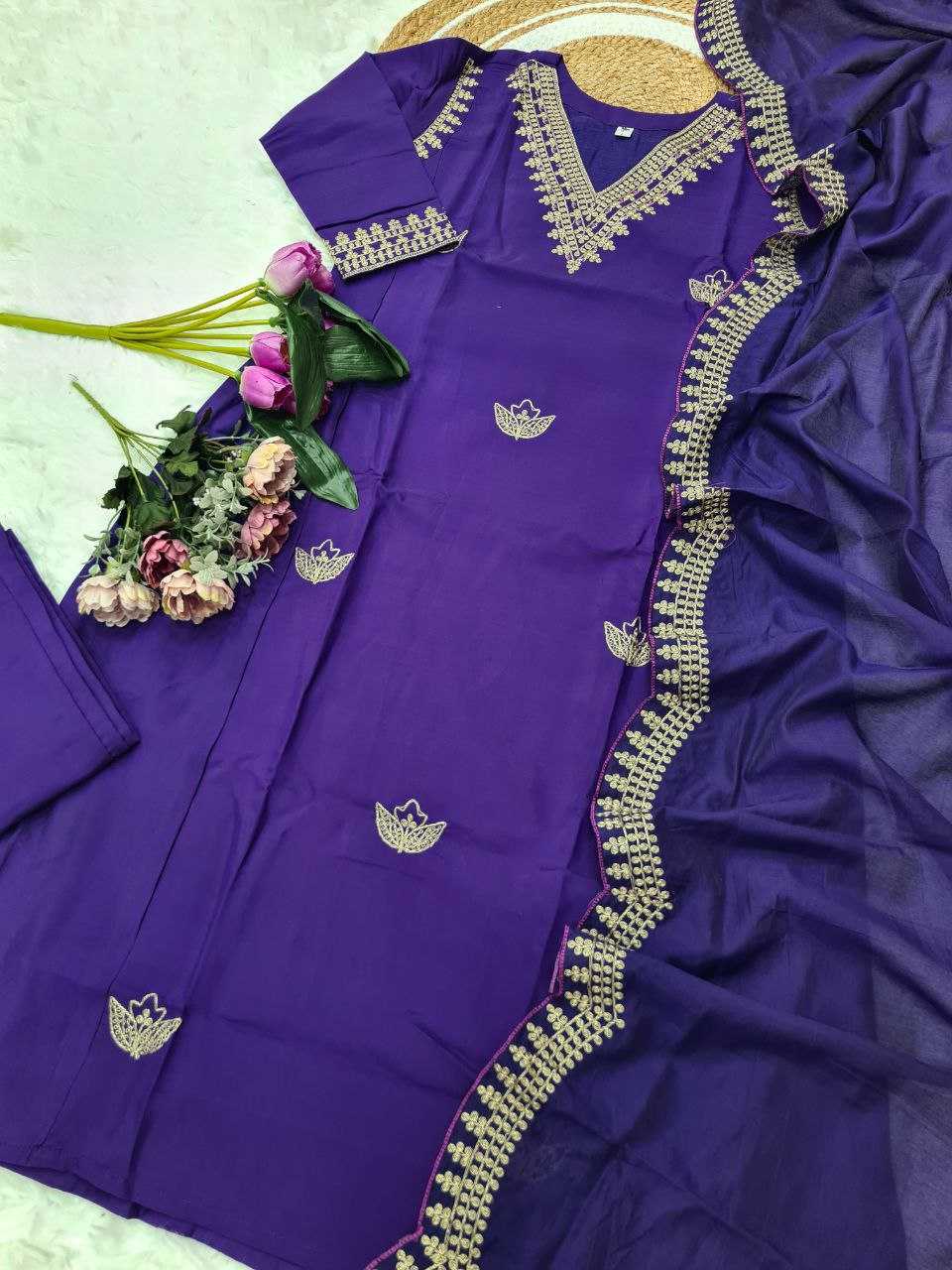 Ynf Viscose Chanderi RIN174 KAVITA Suits & Dresses Wedding Collections Festive Collections Wholesale Embroidery Suits Chanderi Suit Wedding Outfits Manufacturer