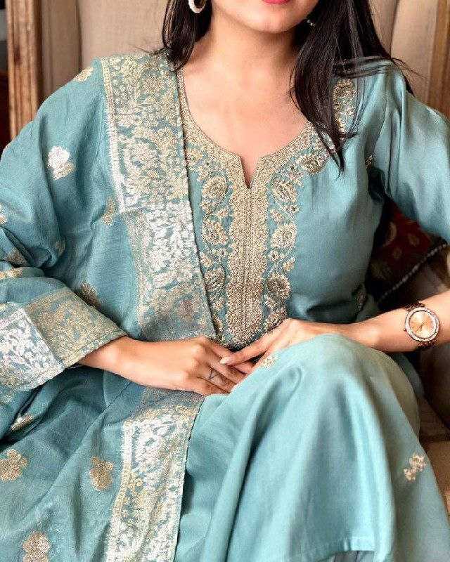 Ynf Viscose Chanderi RIN174 SAKSHI Suits & Dresses Wholesale Embroidery Suits Chanderi Suit Designer Suits Manufacturer