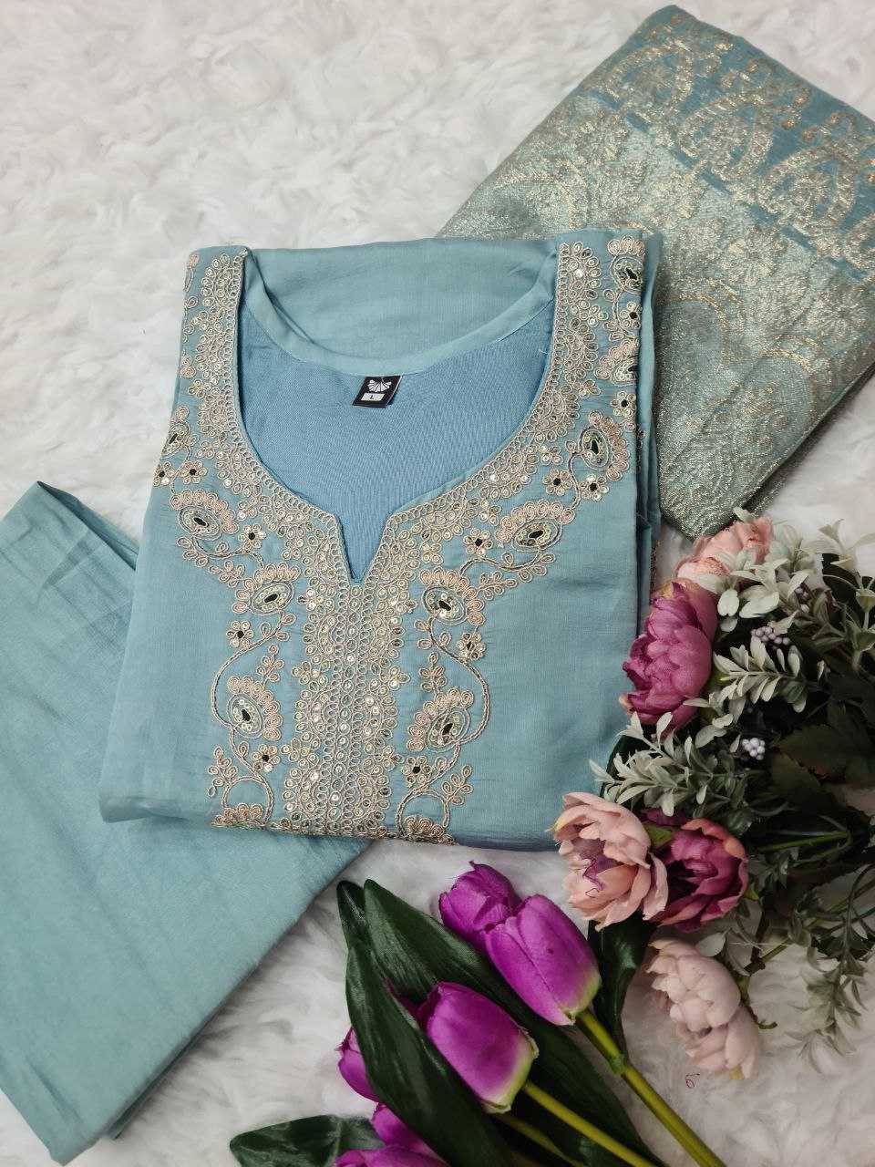 Ynf Viscose Chanderi RIN174 SAKSHI Suits & Dresses Wholesale Embroidery Suits Chanderi Suit Designer Suits Manufacturer