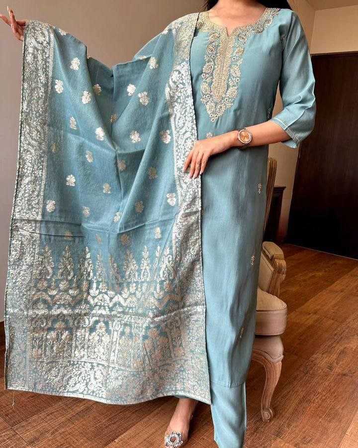 Ynf Viscose Chanderi RIN174 SAKSHI Suits & Dresses Wholesale Embroidery Suits Chanderi Suit Designer Suits Manufacturer