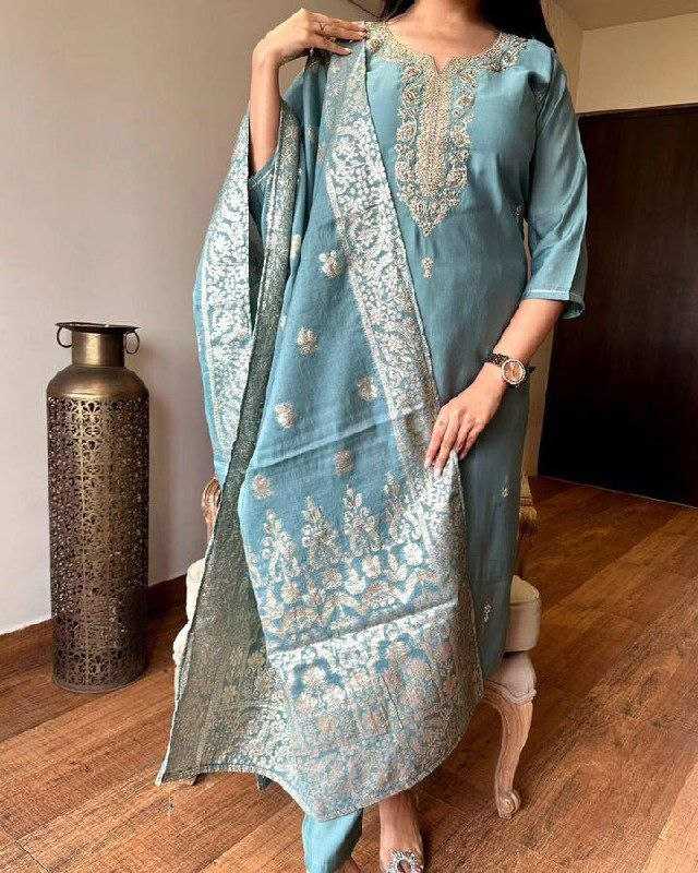 Ynf Viscose Chanderi RIN174 SAKSHI Suits & Dresses Wholesale Embroidery Suits Chanderi Suit Designer Suits Manufacturer