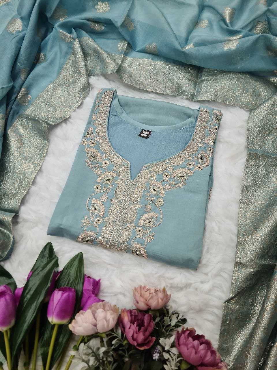 Ynf Viscose Chanderi RIN174 SAKSHI Suits & Dresses Wholesale Embroidery Suits Chanderi Suit Designer Suits Manufacturer