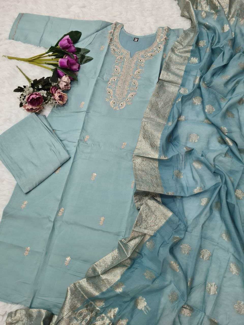 Ynf Viscose Chanderi RIN174 SAKSHI Suits & Dresses Wholesale Embroidery Suits Chanderi Suit Designer Suits Manufacturer