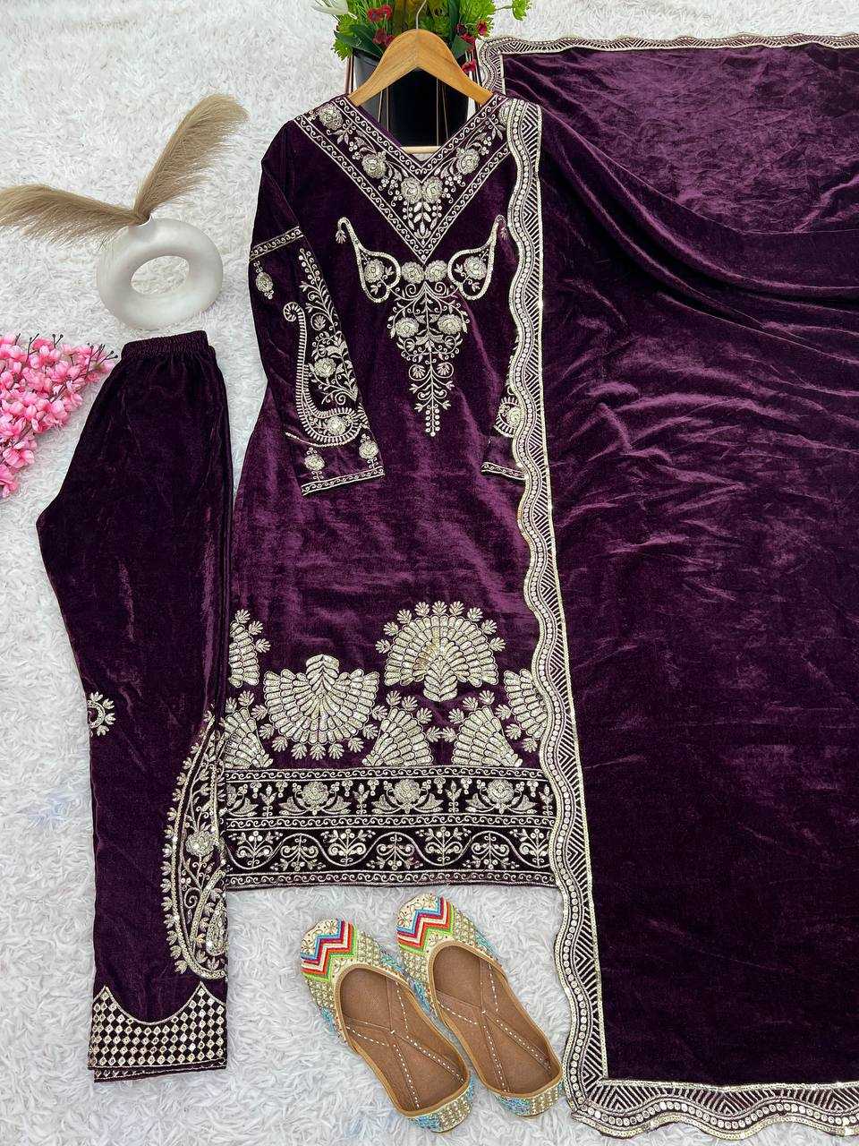 Ynf Viscose KESH123 5210 Suits & Dresses Wholesale Velvet Suits Embroidery Suits Designer Suits Manufacturer