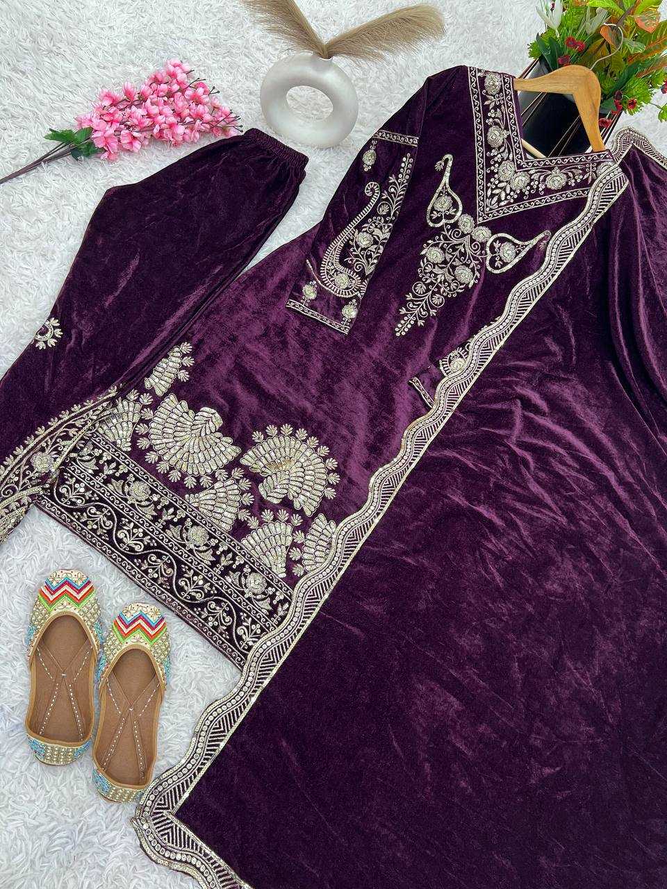 Ynf Viscose KESH123 5210 Suits & Dresses Wholesale Velvet Suits Embroidery Suits Designer Suits Manufacturer