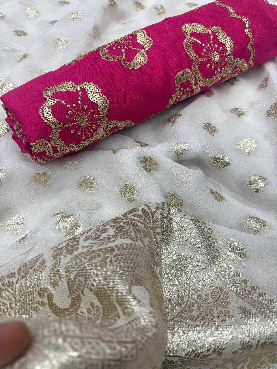 Ynf Viscose RIN124 Elephant Flower blouse Sarees Wedding Collections Festive Collections Wholesale Designer Sarees Georgette Sarees Viscose Saree Festive Sarees Manufacturer