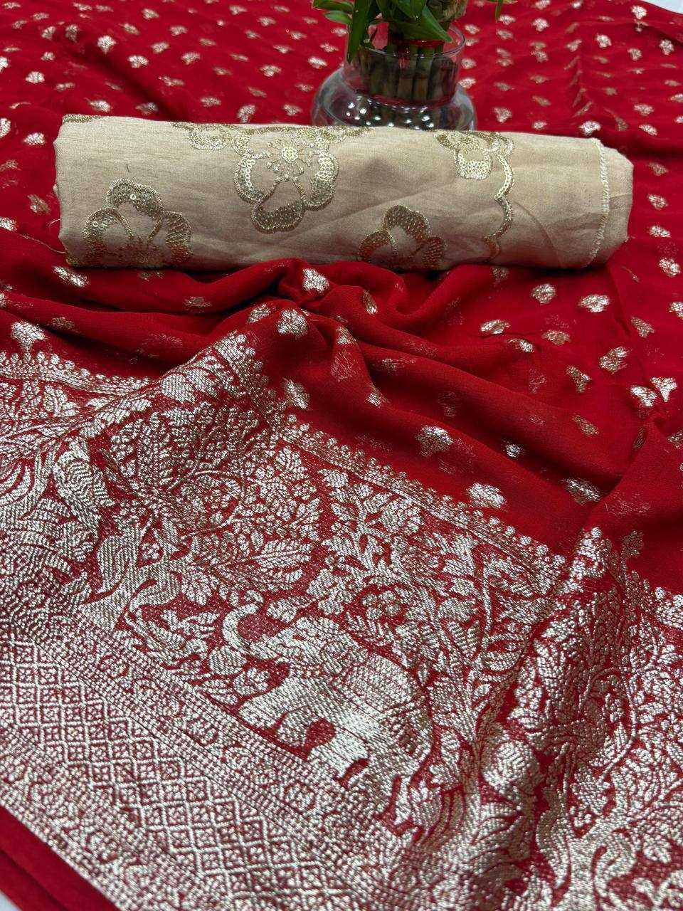 Ynf Viscose RIN124 Elephant Flower blouse Sarees Wedding Collections Festive Collections Wholesale Designer Sarees Georgette Sarees Viscose Saree Festive Sarees Manufacturer