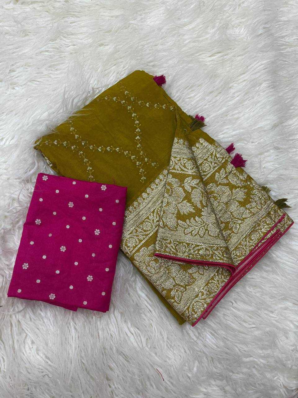 Ynf Viscose RIN124 Epic Viscose Dola Sarees Wedding Collections Festive Collections Wholesale Embroidered Sarees Jacquard Saree Viscose Saree Manufacturer