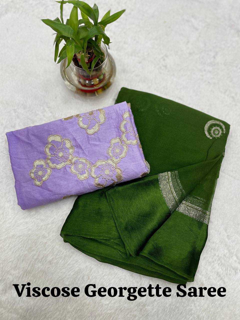 Ynf Viscose RIN124 Half Moon Sarees Wedding Collections Festive Collections Wholesale Georgette Sarees Sequence Sarees Viscose Saree Manufacturer