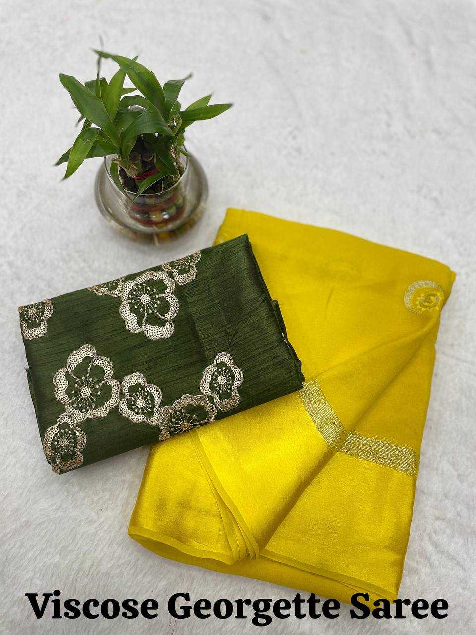 Ynf Viscose RIN124 Half Moon Sarees Wedding Collections Festive Collections Wholesale Georgette Sarees Sequence Sarees Viscose Saree Manufacturer