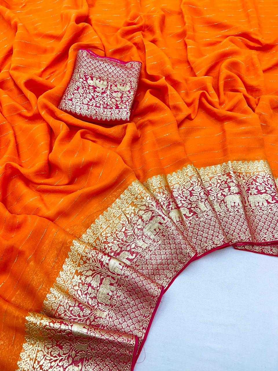 Ynf Viscouse Crushed Georgette RIN104 APE106 Sarees Rakhi Collections Festive Collections Wholesale Georgette Sarees Jacquard Saree Viscose Saree Manufacturer