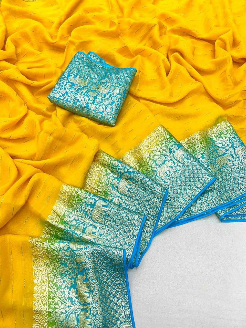 Ynf Viscouse Crushed Georgette RIN104 APE106 Sarees Rakhi Collections Festive Collections Wholesale Georgette Sarees Jacquard Saree Viscose Saree Manufacturer