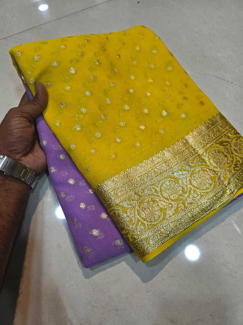 Ynf Viscouse Crushed Georgette RIN104 APE109 Sarees Wedding Collections Festive Collections Wholesale Georgette Sarees Viscose Saree Holi Collections Manufacturer