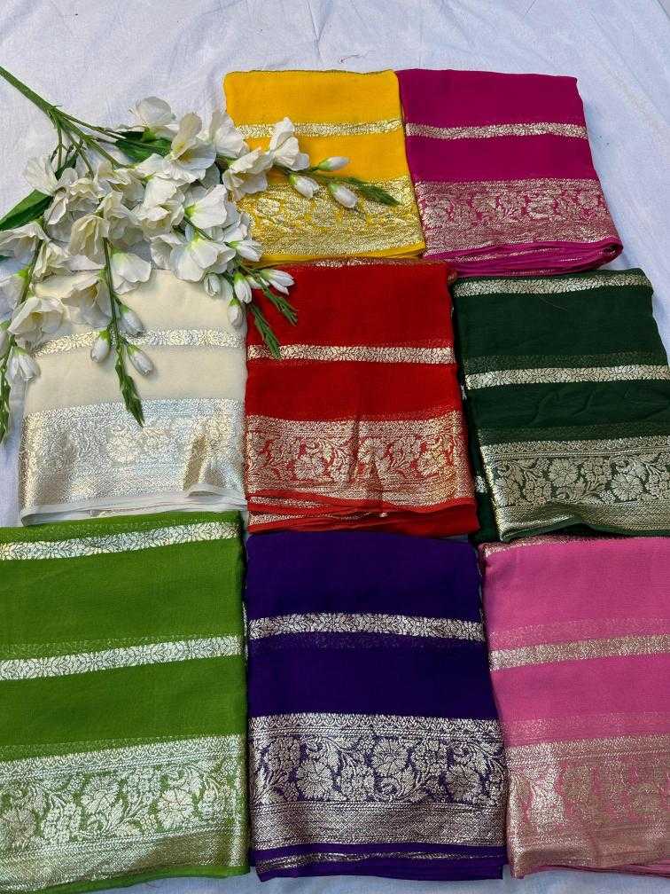 Ynf Viscouse Crushed Georgette RIN104 APE134 Sarees Wedding Collections Festive Collections Wholesale Georgette Sarees Viscose Saree Wedding Outfits Manufacturer