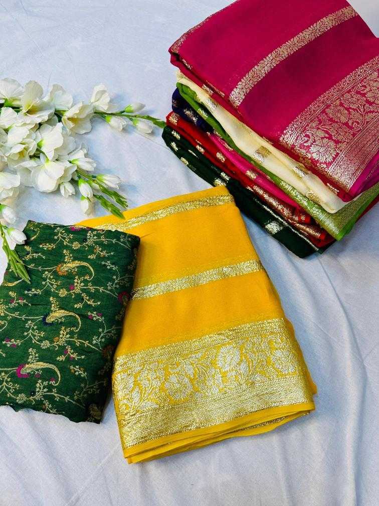 Ynf Viscouse Crushed Georgette RIN104 APE164 Sarees Wedding Collections Festive Collections Wholesale Georgette Sarees Viscose Saree Holi Collections Manufacturer