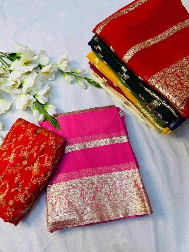 Ynf Viscouse Crushed Georgette RIN104 APE164 Sarees Wedding Collections Festive Collections Wholesale Georgette Sarees Viscose Saree Holi Collections Manufacturer