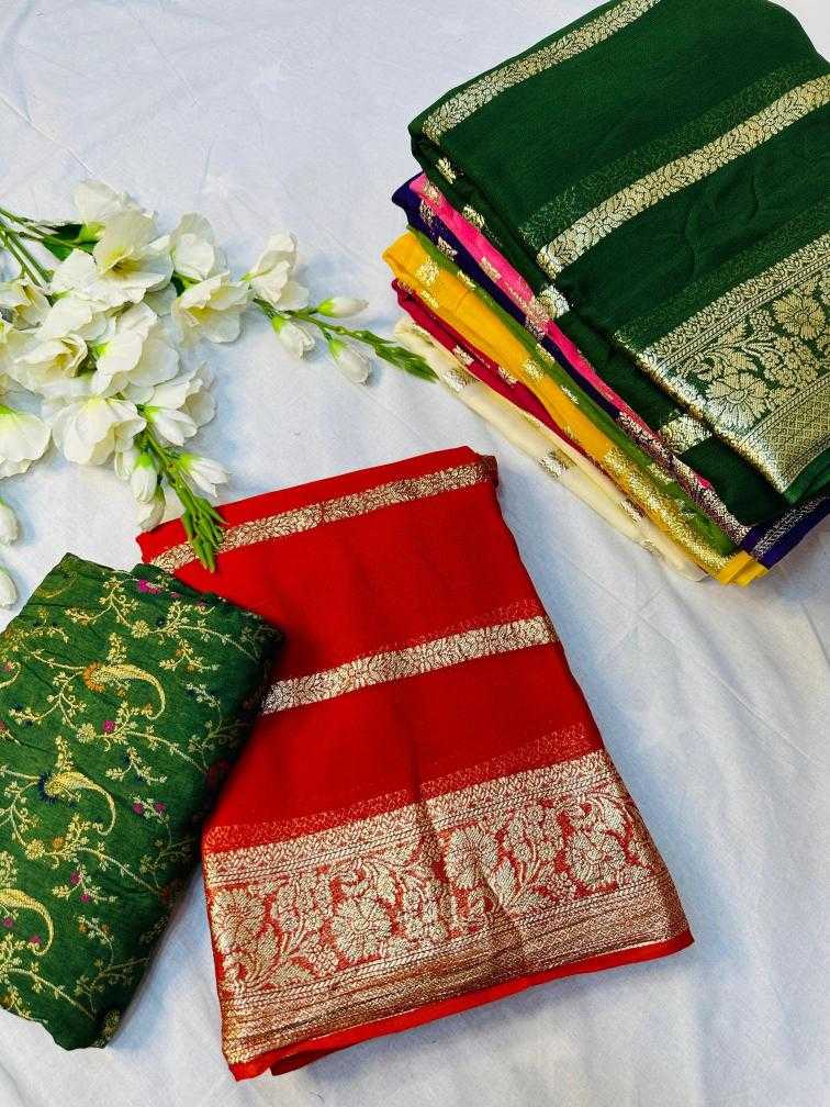 Ynf Viscouse Crushed Georgette RIN104 APE164 Sarees Wedding Collections Festive Collections Wholesale Georgette Sarees Viscose Saree Holi Collections Manufacturer