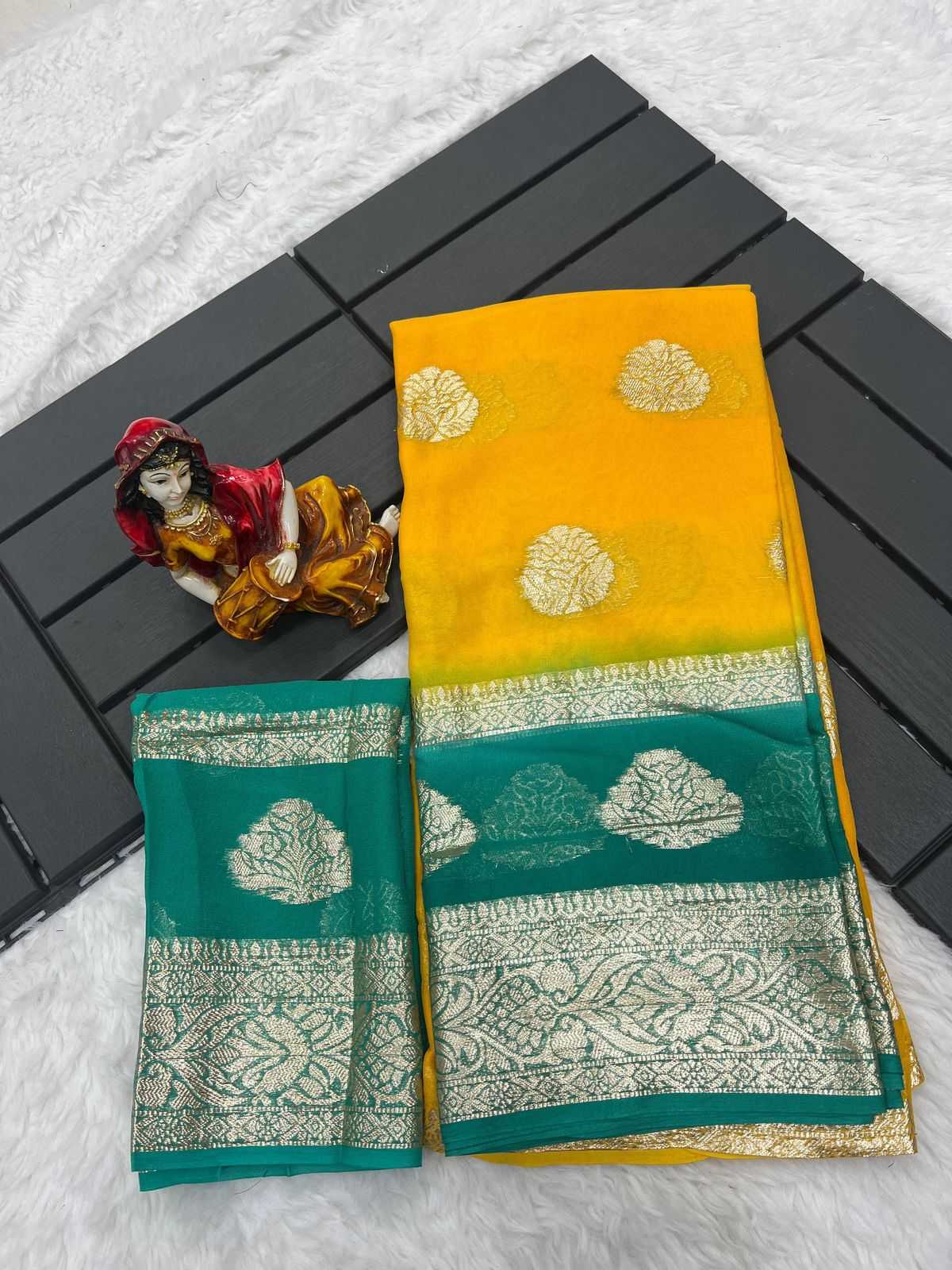 Ynf Viscouse Crushed Georgette RIN104 APE181 Sarees Wedding Collections Festive Collections Wholesale Georgette Sarees Viscose Saree Holi Collections Manufacturer