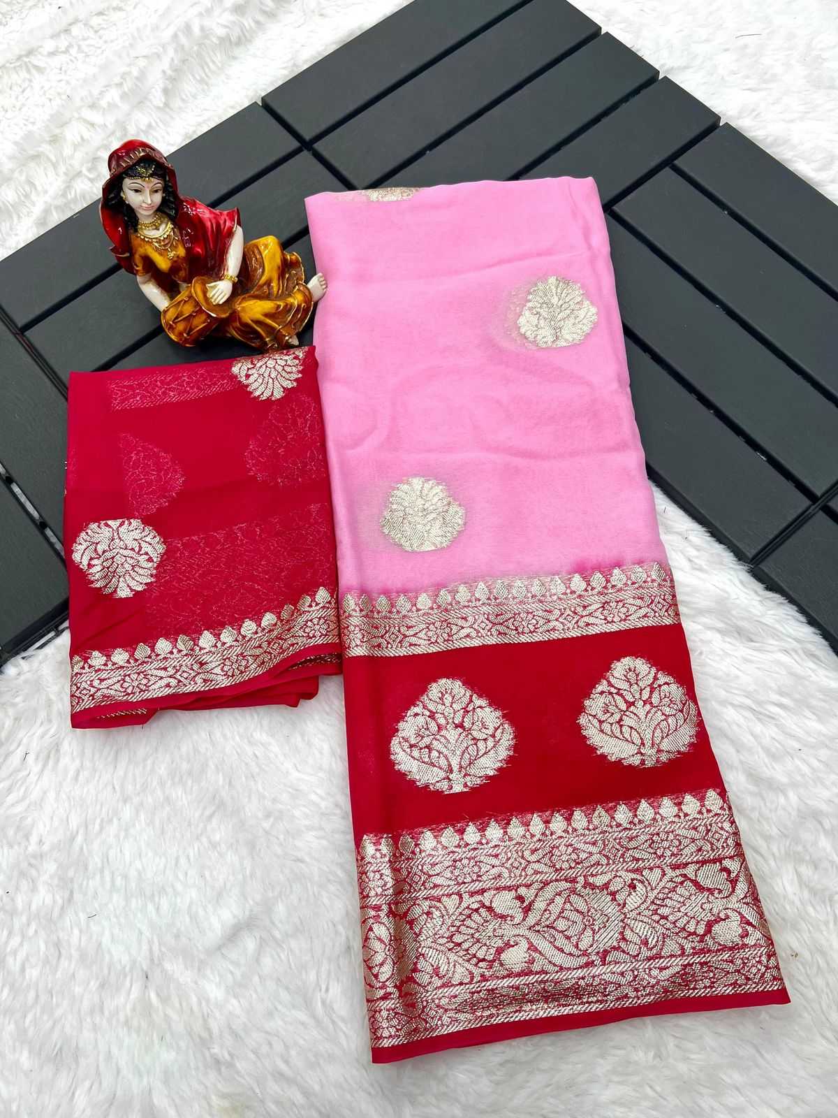 Ynf Viscouse Crushed Georgette RIN104 APE181 Sarees Wedding Collections Festive Collections Wholesale Georgette Sarees Viscose Saree Holi Collections Manufacturer