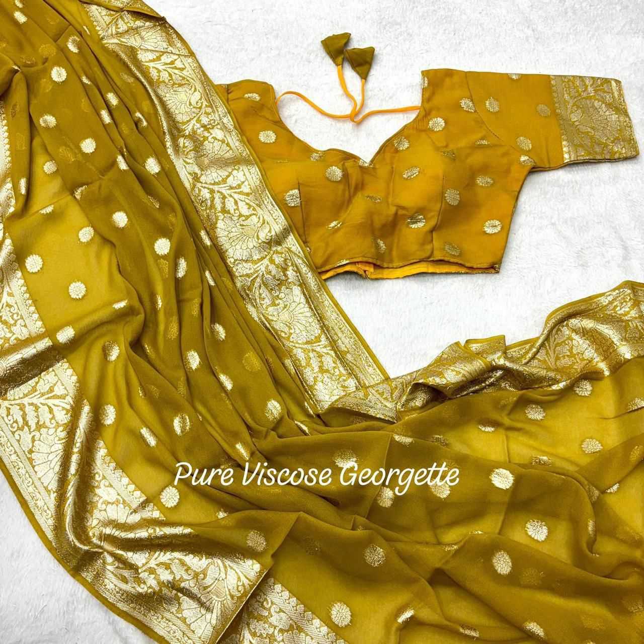 Ynf Viscouse Crushed Georgette RIN104 APE90 Silk Sarees Wedding Collections Festive Collections Wholesale Designer Silk Sarees Silk Sarees For Weddings Festival Silk Sarees Manufacturer