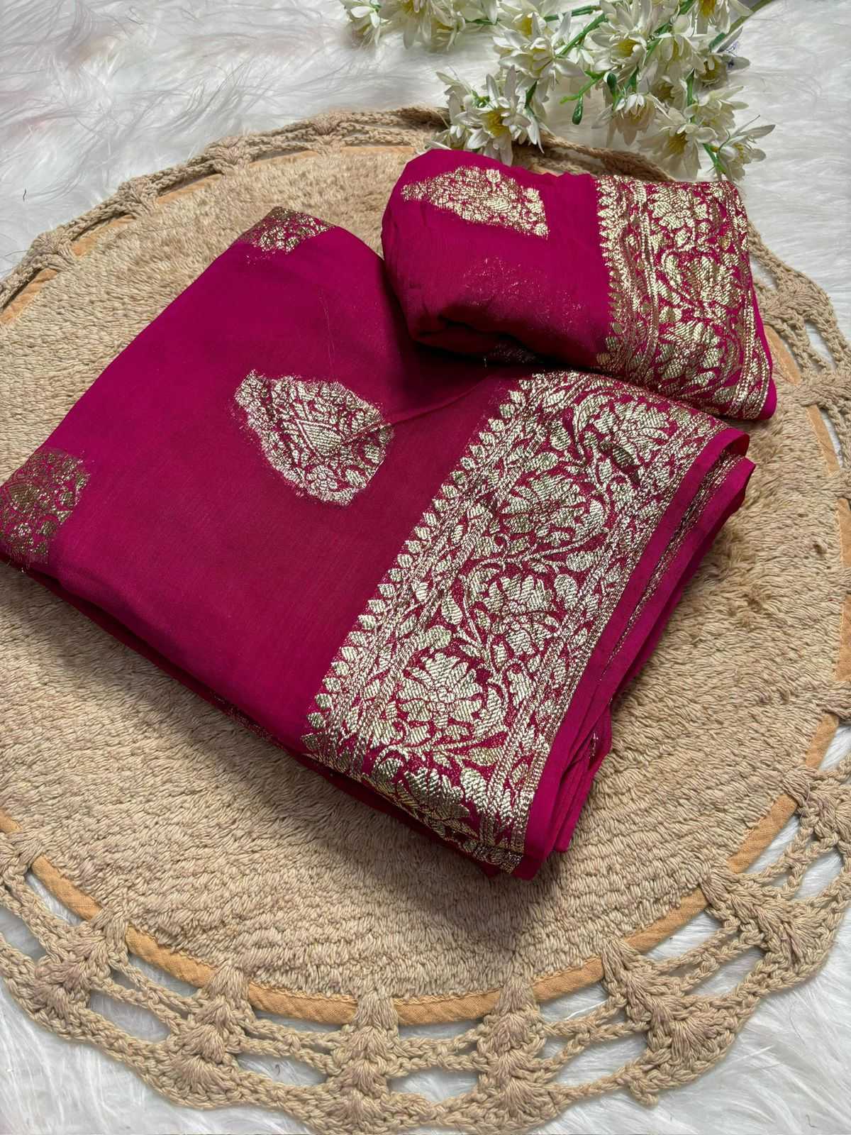 Ynf Viscouse Crushed Georgette RIN104 APE99 Sarees Wedding Collections Festive Collections Wholesale Party Wear Sarees Georgette Sarees Viscose Saree Manufacturer