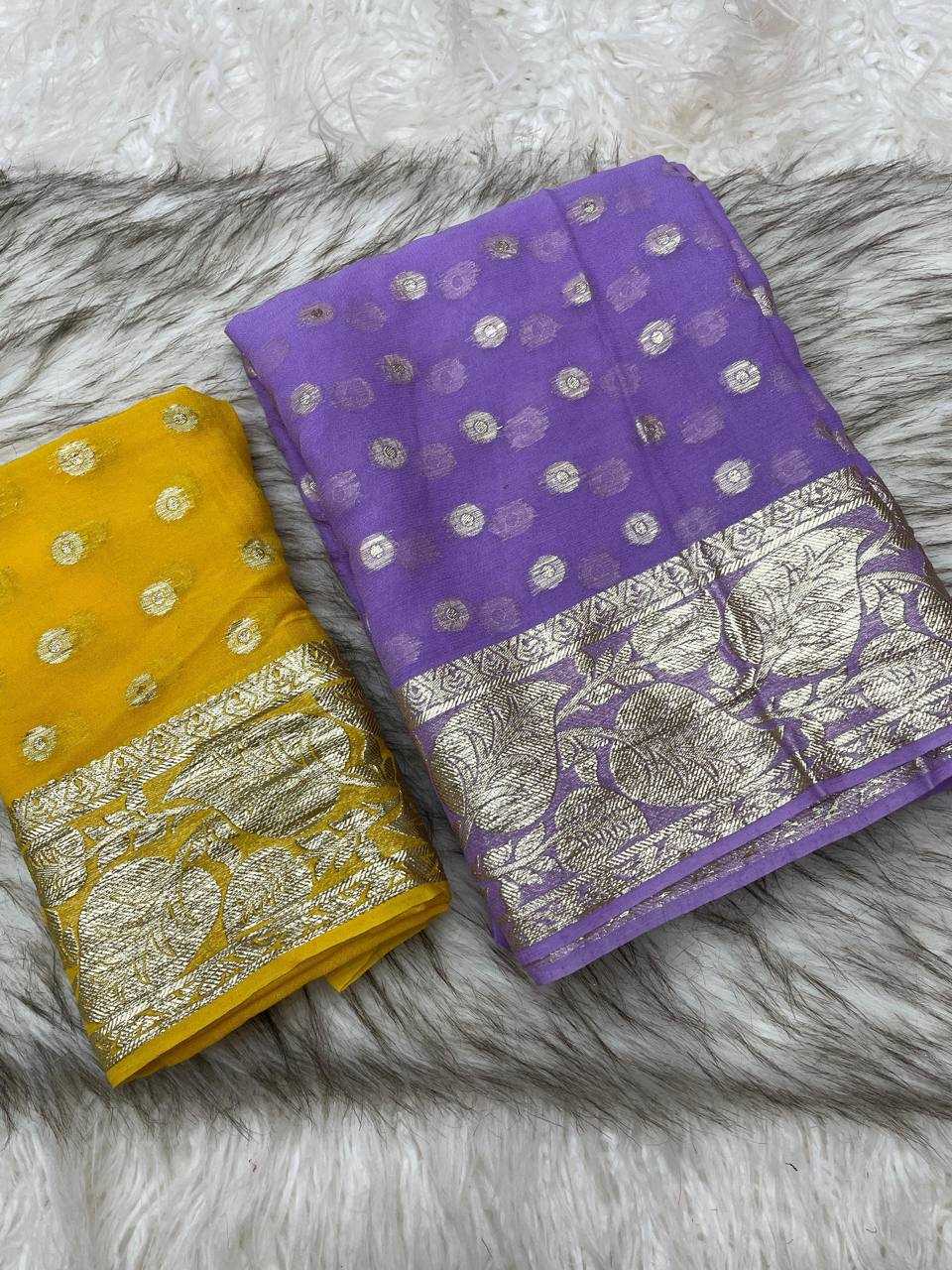 Ynf Viscouse Crushed Georgette RIN124 Leaf Butti Sarees Wholesale Georgette Sarees Butta Sarees Viscose Saree Manufacturer