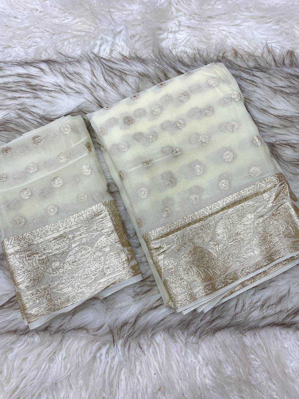 Ynf Viscouse Crushed Georgette RIN124 Leaf Butti Sarees Wholesale Georgette Sarees Butta Sarees Viscose Saree Manufacturer