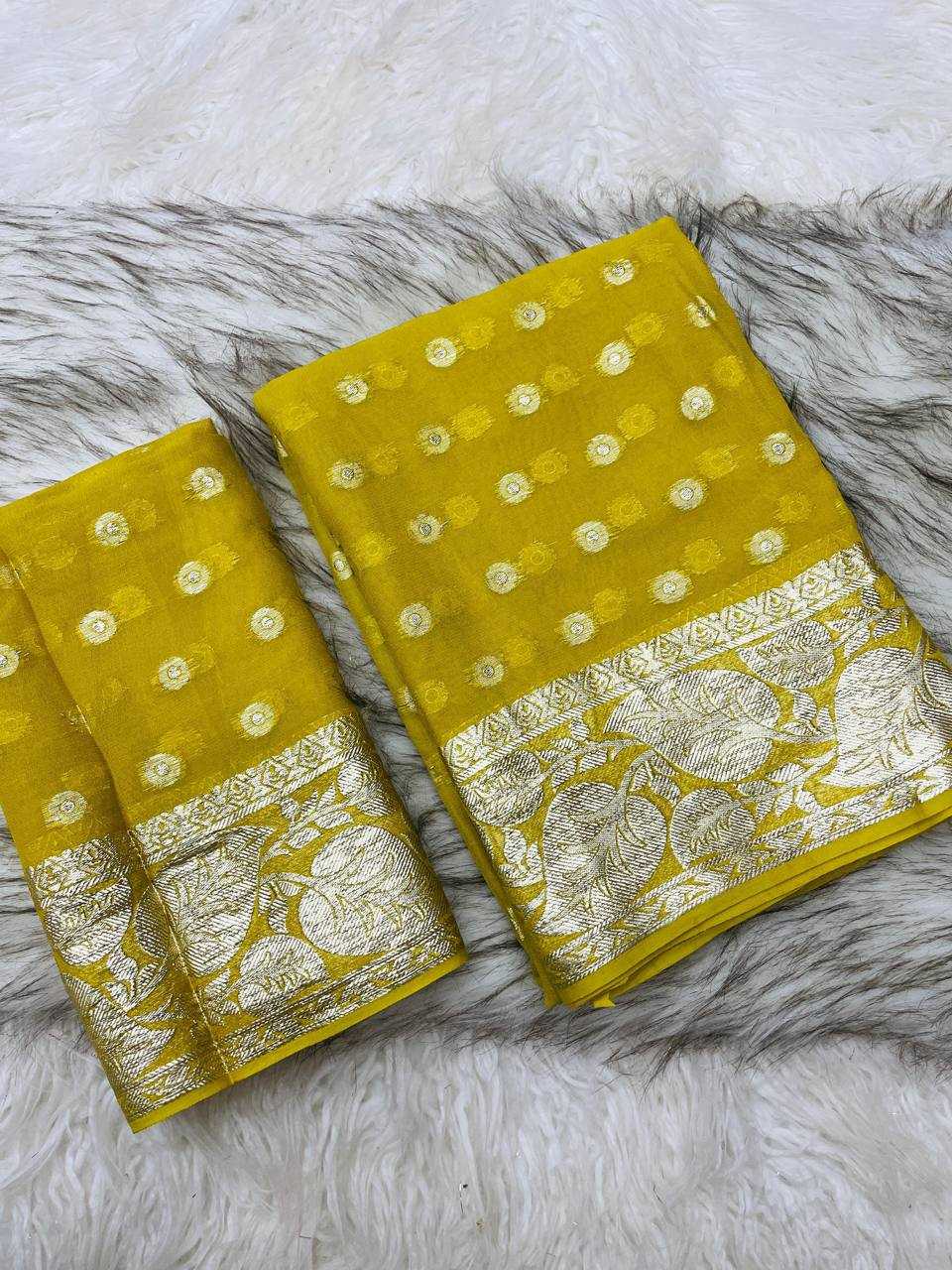 Ynf Viscouse Crushed Georgette RIN124 Leaf Butti Sarees Wholesale Georgette Sarees Butta Sarees Viscose Saree Manufacturer