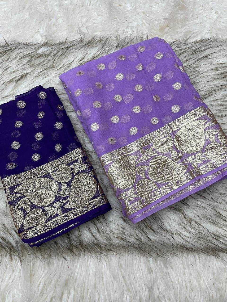 Ynf Viscouse Crushed Georgette RIN124 Leaf Butti Sarees Wholesale Georgette Sarees Butta Sarees Viscose Saree Manufacturer