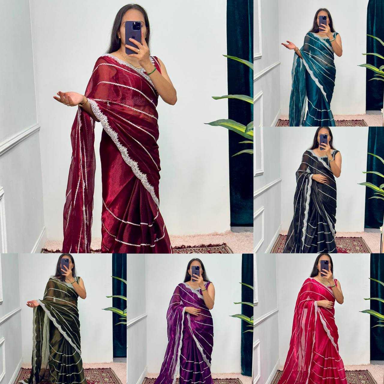 Ynf Burberry Silk RIN215 476 Sarees Wholesale Ready To Wear Sarees Cutwork Saree Zari Border Sarees Manufacturer