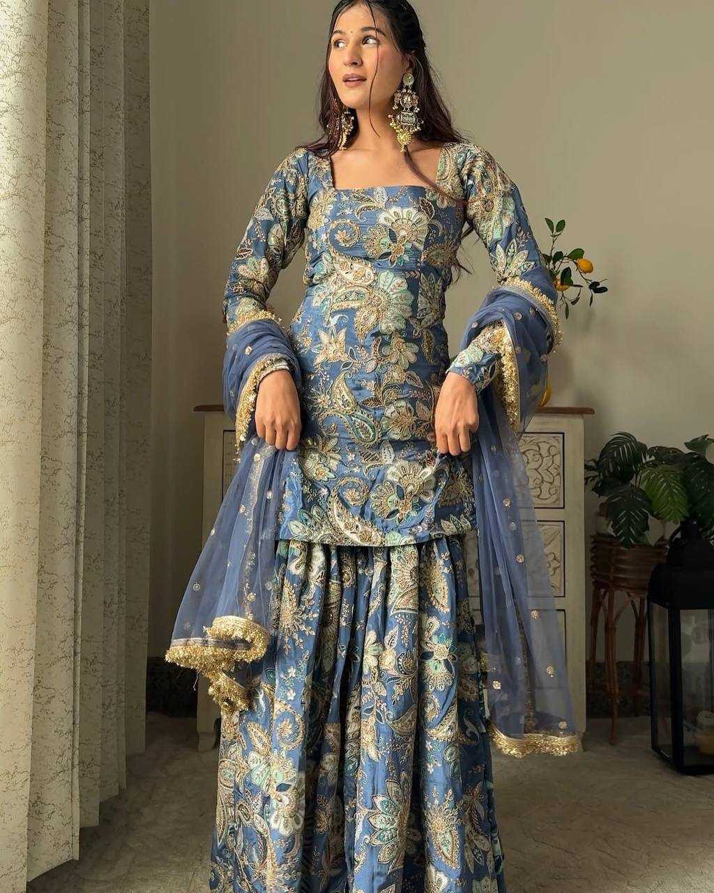 Ynf Chinon RIN141 1920 Suits & Dresses Wholesale Sharara Salwar Suits Designer Suits Embroidered Suits Manufacturer