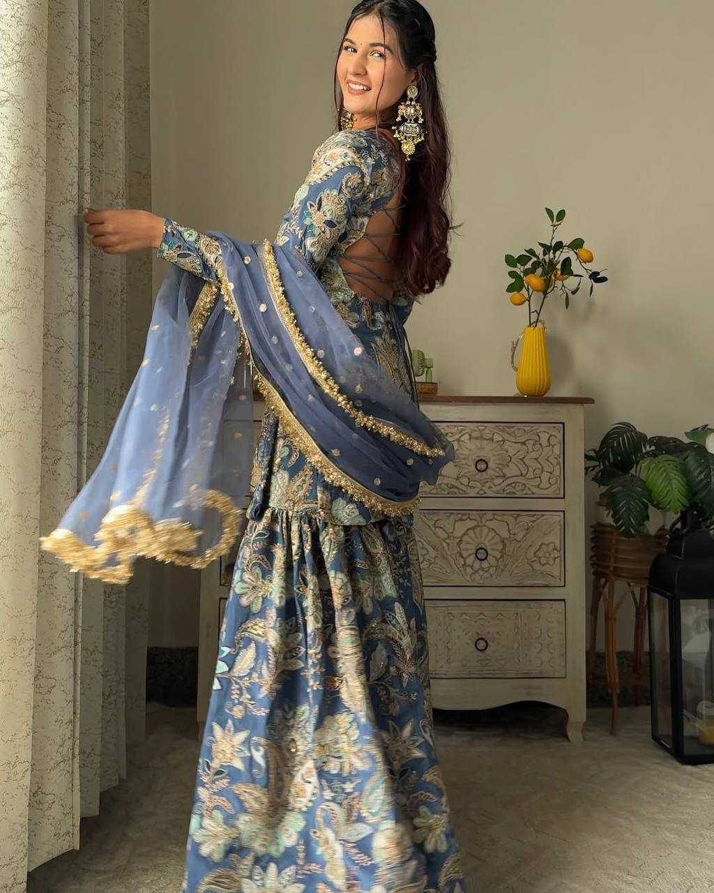 Ynf Chinon RIN141 1920 Suits & Dresses Wholesale Sharara Salwar Suits Designer Suits Embroidered Suits Manufacturer
