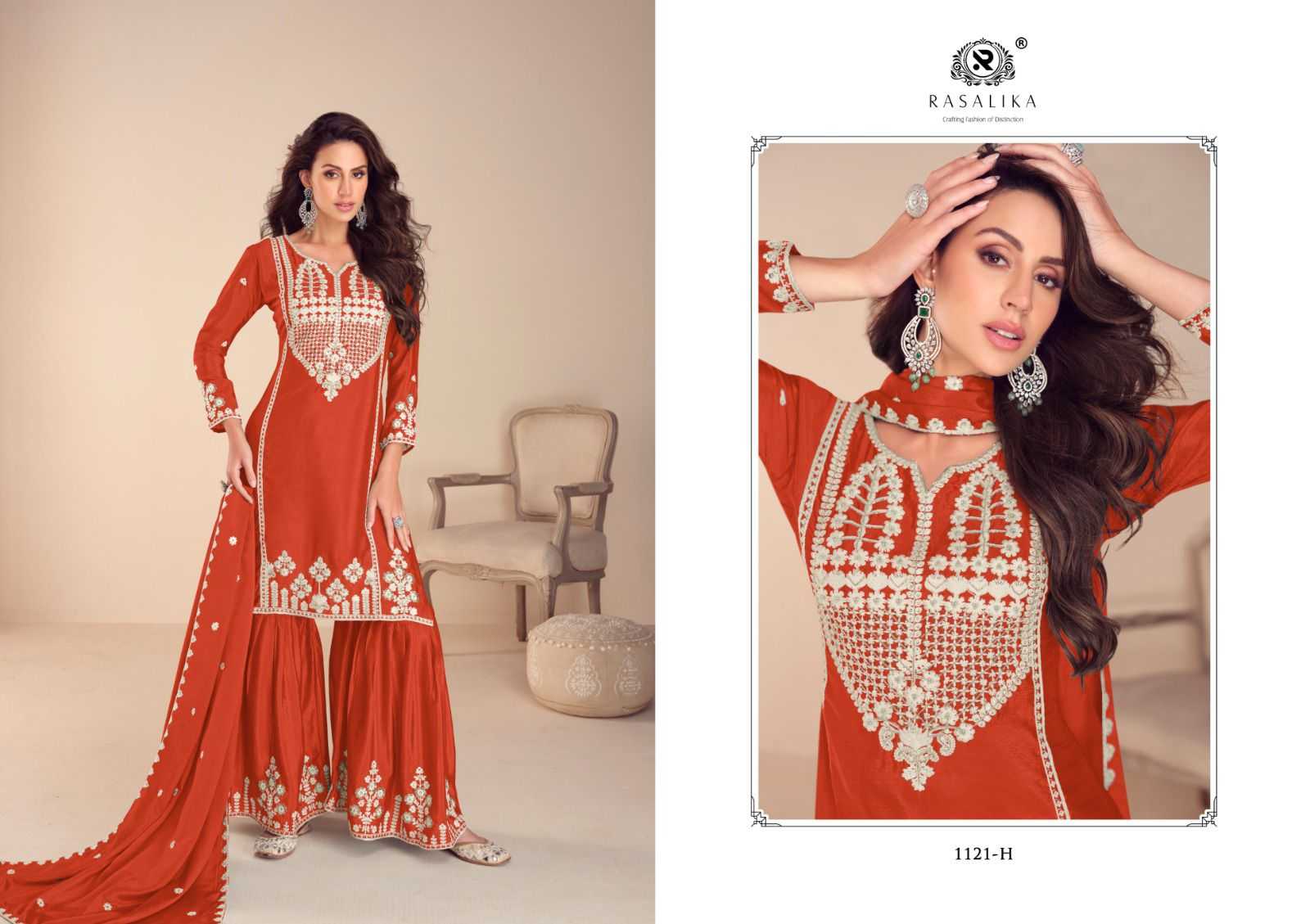 Ynf Chinon Silk RIN184 RASALIKA-MEHFIL GOLD Suits & Dresses Islamic Clothing Festive Collections Wholesale Party wear suits Silk Suits Eid Collections Manufacturer