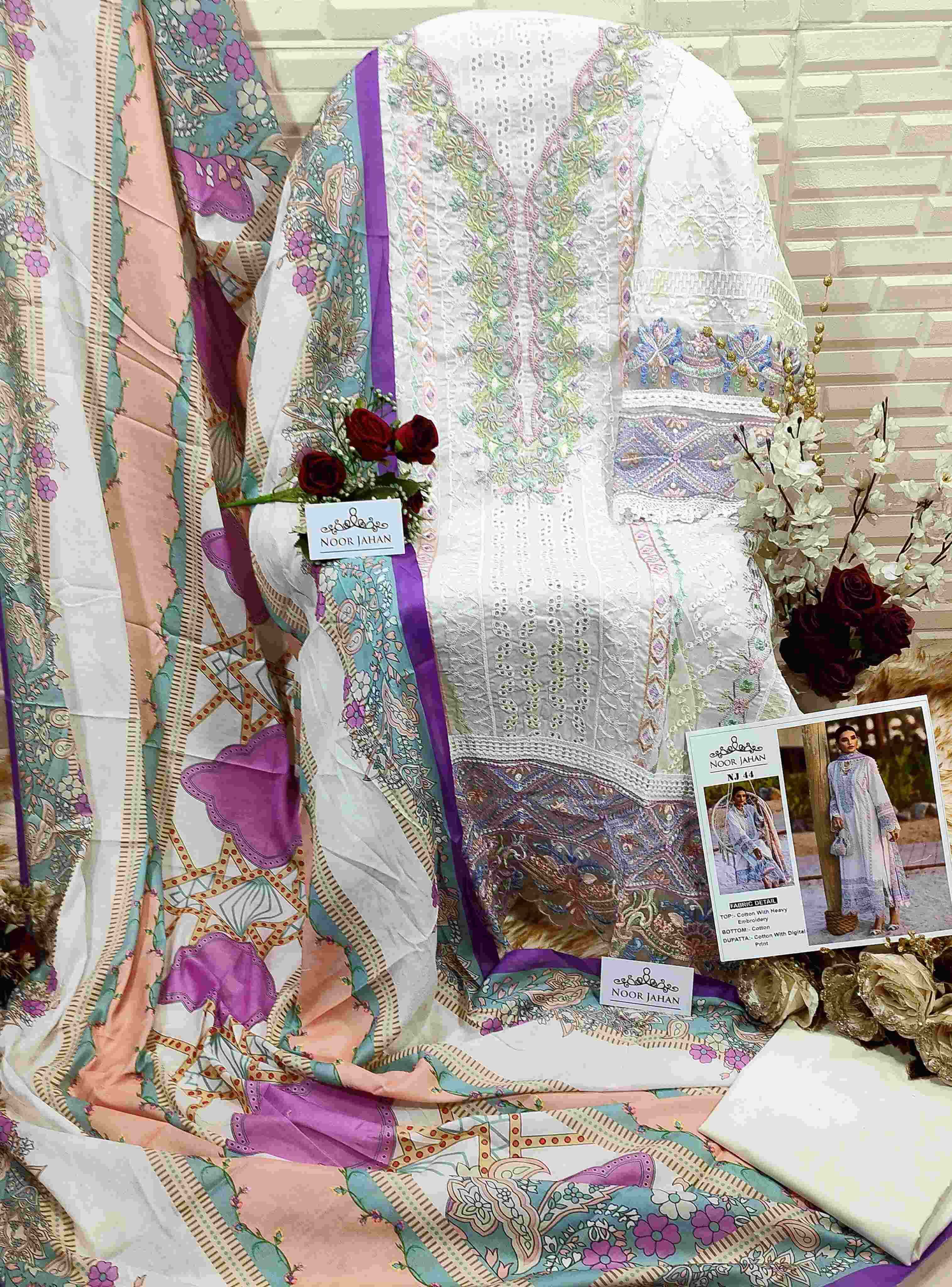 Ynf Cotton KESH444 Noor Jahan-NJ 44 Suits & Dresses Islamic Clothing Festive Collections Wholesale Pakistani Suits Embroidery Suits Cotton Suits Manufacturer