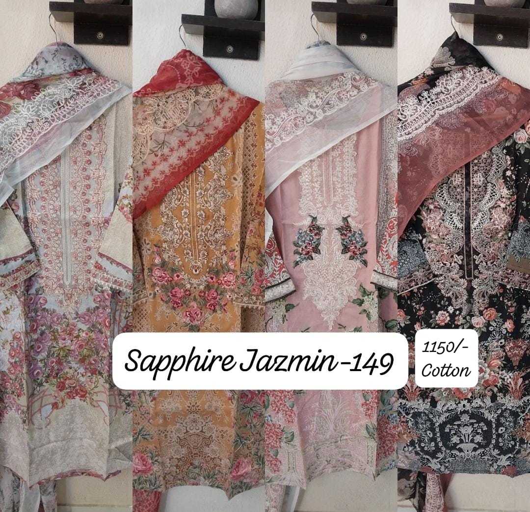 Ynf Cotton KESH444 SAPPHIRE JAZMIN VOL-149 Suits & Dresses Islamic Clothing Festive Collections Wholesale Pakistani Suits Afghani Suits Cotton Suits Manufacturer
