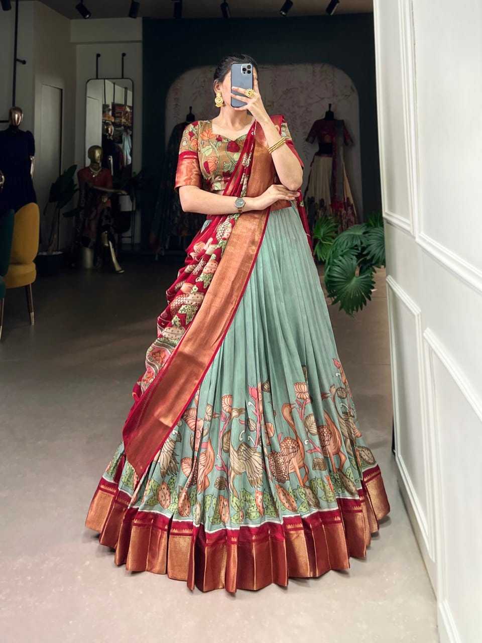 Ynf Dola Silk KESH416 LNB-ANUSHA Lehengas Wedding Collections Festive Collections Wholesale Silk Lehenga Printed Lehenga Zari Work Lehenga Manufacturer