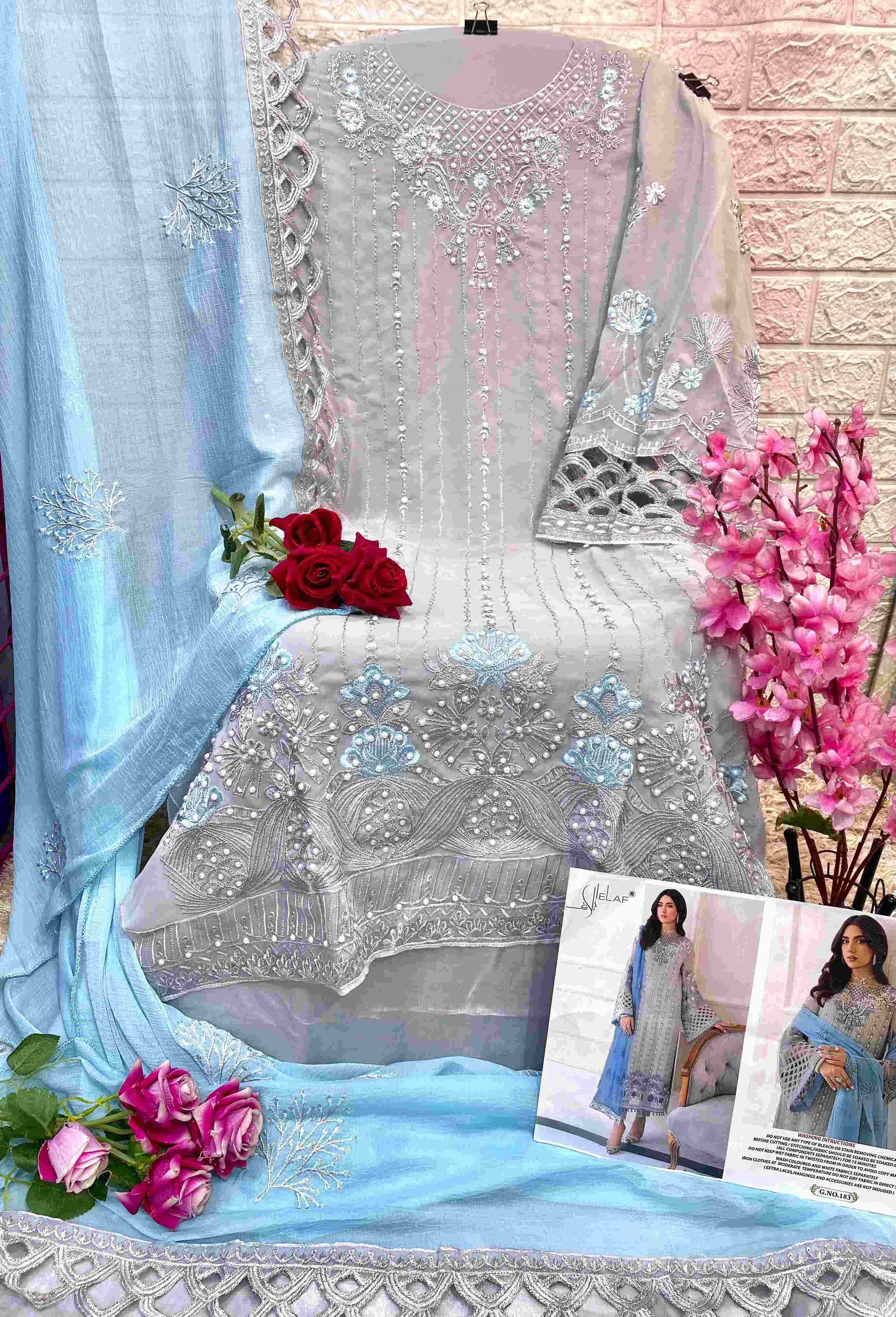 Ynf Faux Georgette KESH444 ELAF 183 Suits & Dresses Islamic Clothing Festive Collections Wholesale Pakistani Suits Georgette Suit Embroidered Suits Manufacturer