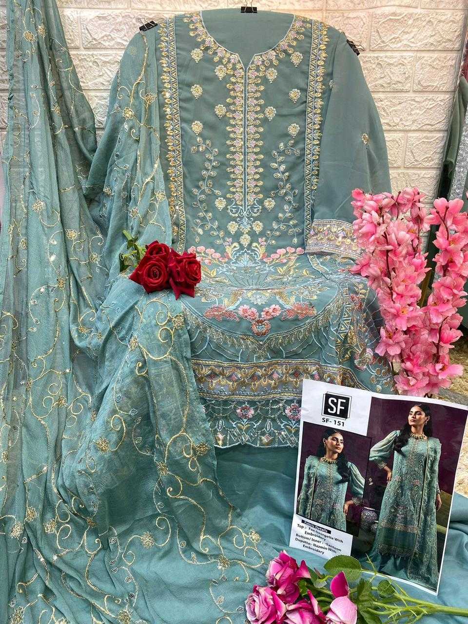 Ynf Faux Georgette KESH444 SF-151 Suits & Dresses Wedding Collections Festive Collections Wholesale Embroidery Suits Georgette Suit Semi Stitched Suits Manufacturer