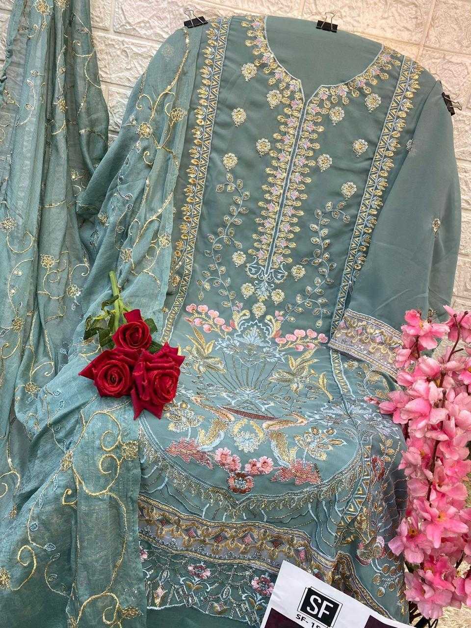 Ynf Faux Georgette KESH444 SF-151 Suits & Dresses Wedding Collections Festive Collections Wholesale Embroidery Suits Georgette Suit Semi Stitched Suits Manufacturer